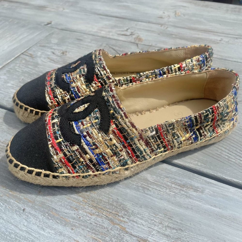 Chanel Tweed & Grosgrain Espadrilles Multicolor size EU 36 / US 6